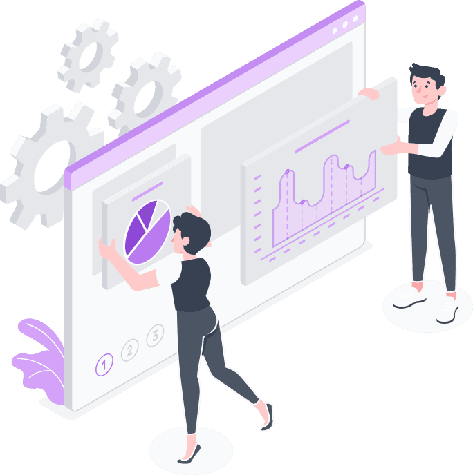 two people looking at a graph
